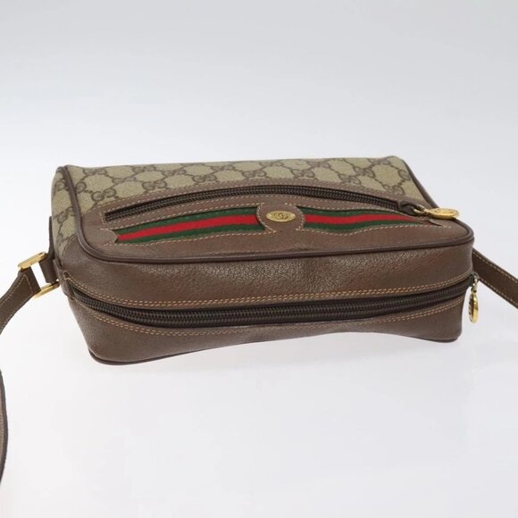GUCCI GG Supreme Web Sherry Line Shoulder Bag PVC Beige Gold - Picture 6 of 16
